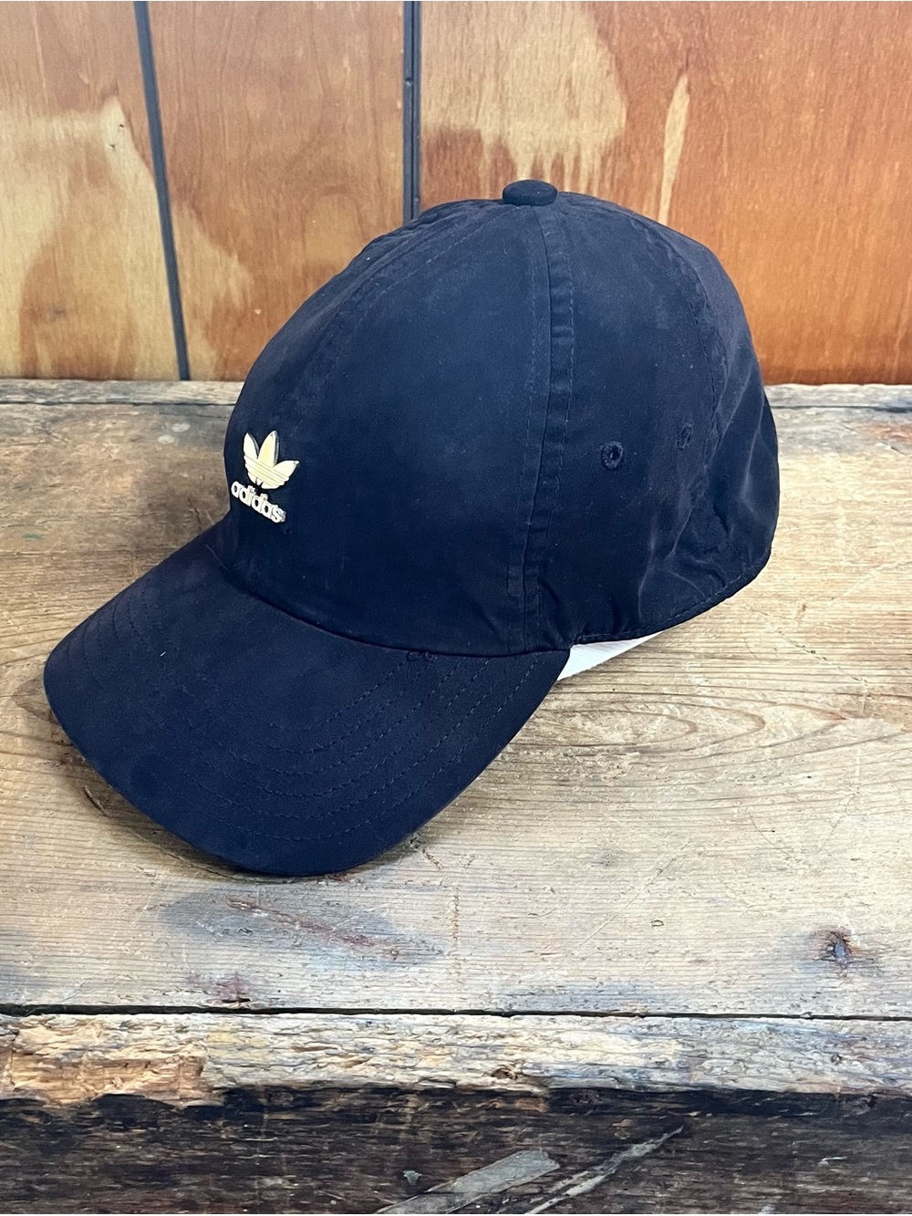 adidas Black Cap with Gold Trefoil Logo